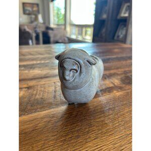 Vintage Pottery Stoneware Sheep Figurine Decorative Collectible
